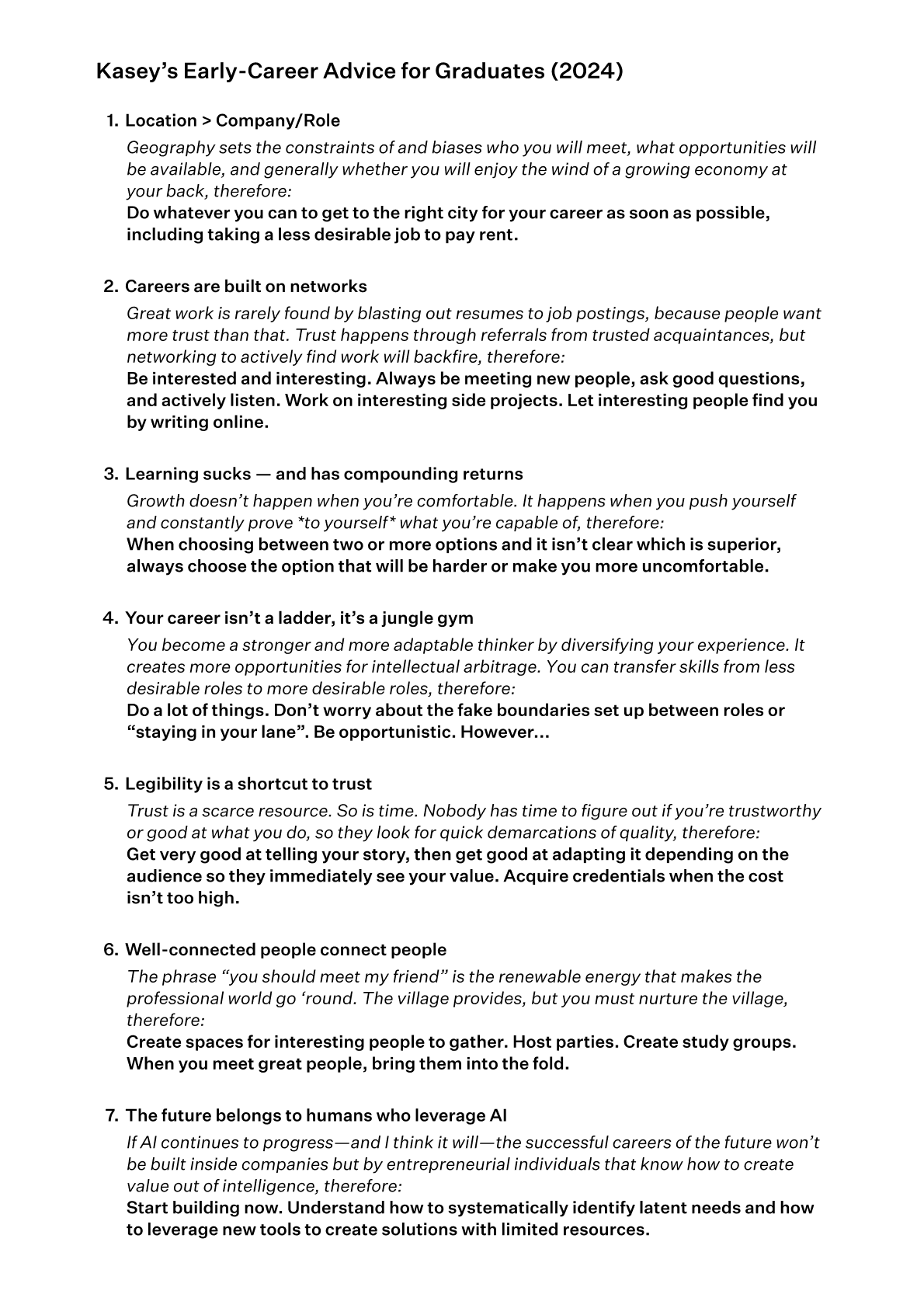 Early-Career Advice for Graduates